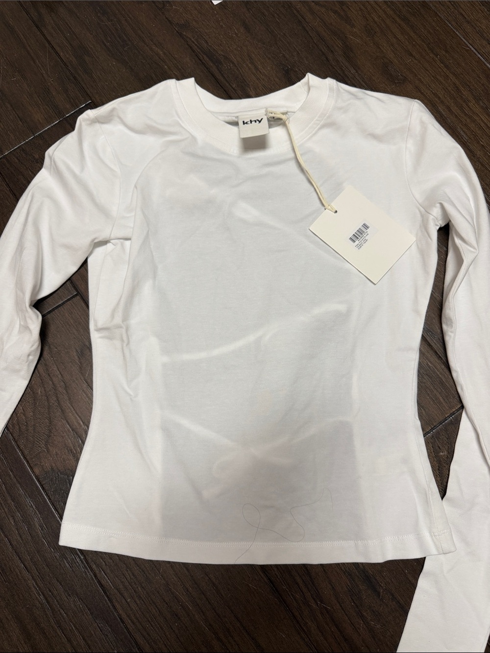 Khy Classic White Long-Sleeve Crewneck Tee